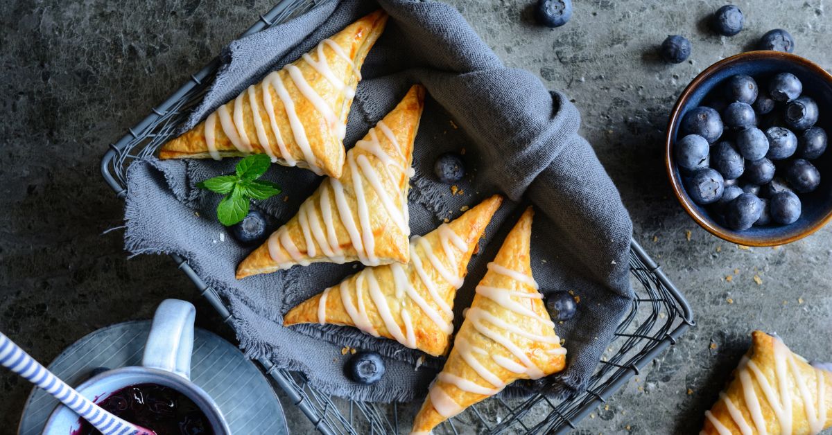 Homemade Blueberry Puff Pastry Turnovers with Lemon Glaze