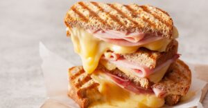 Homemade Grilled Provolone Cheese Sandwich with Ham