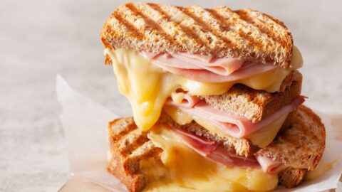 Homemade Grilled Provolone Cheese Sandwich with Ham