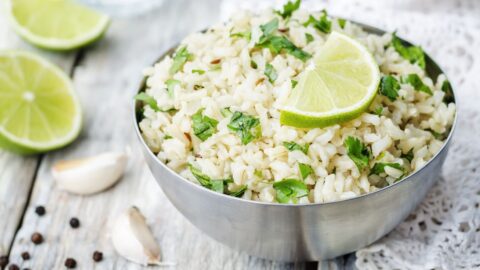 Homemade Lime Rice with Herbs in a Bowl