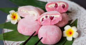 Homemade Pink Sweet Mochi with Butter Cream