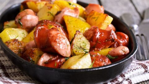 Homemade Potato and Sausage Slices with Herbs
