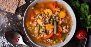 Homemade Soup with Ground Beef and Vegetables