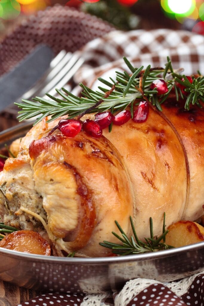 Homemade Stuffed Turkey Breast with Pomegranate and rosemary