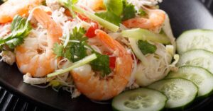 Homemade Thai Noodle Salad with Shrimp and Fresh Cucumbers