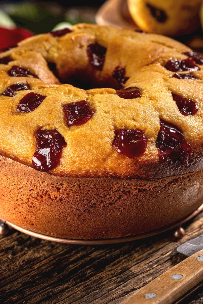 Healthy Cornmeal Cake With Guava Pieces