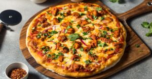 Indian Tikka Masala Pizza with Chicken, Cilantro and Onions