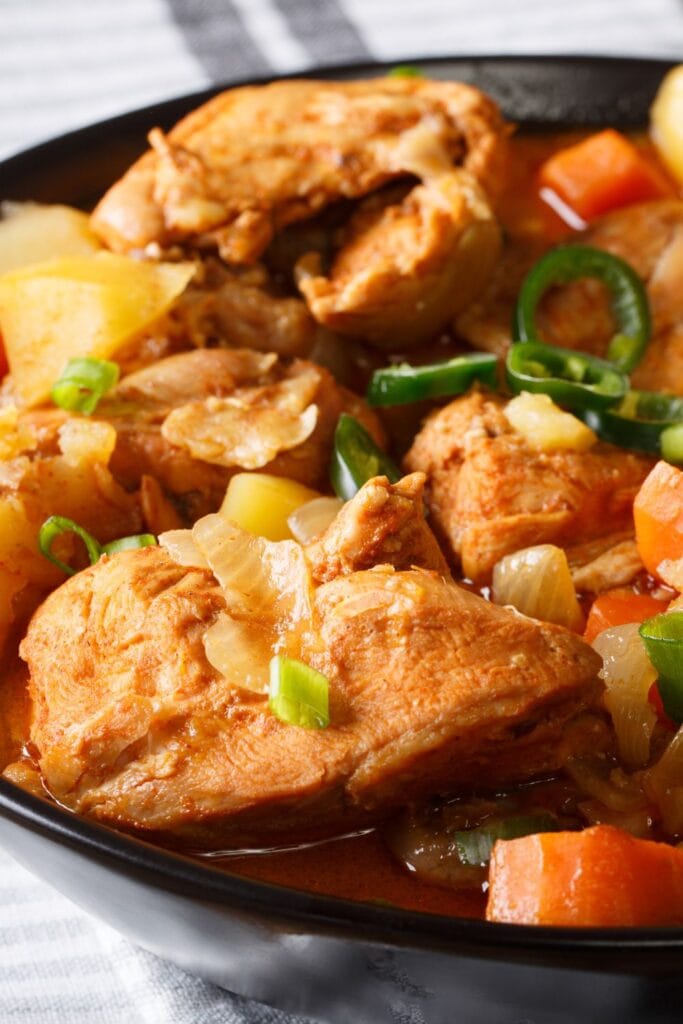Korean Chicken Stew with Carrots, Potatoes, Peppers and Onions