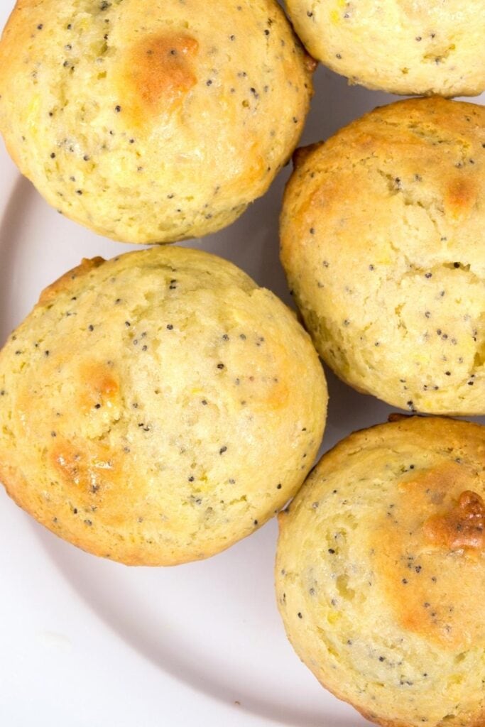 Top view lemon poppy seed muffins