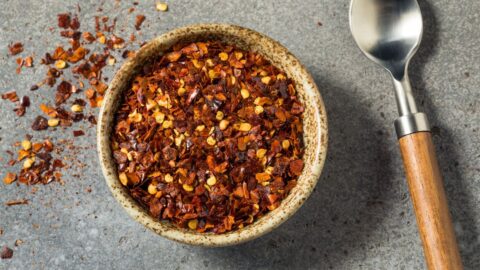 Organic Red Pepper Flakes in a Bowl