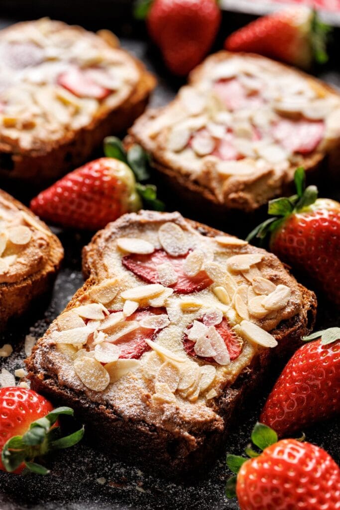 Strawberry Brioche with Frangipane and Almond Chips