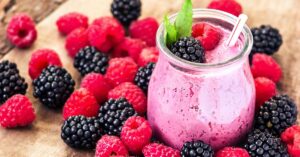 Sweet Homemade Frozen Berry Smoothie with Raspberries and Blackberries