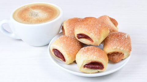 Sweet Homemade Guava Cake with a Cup of Coffee
