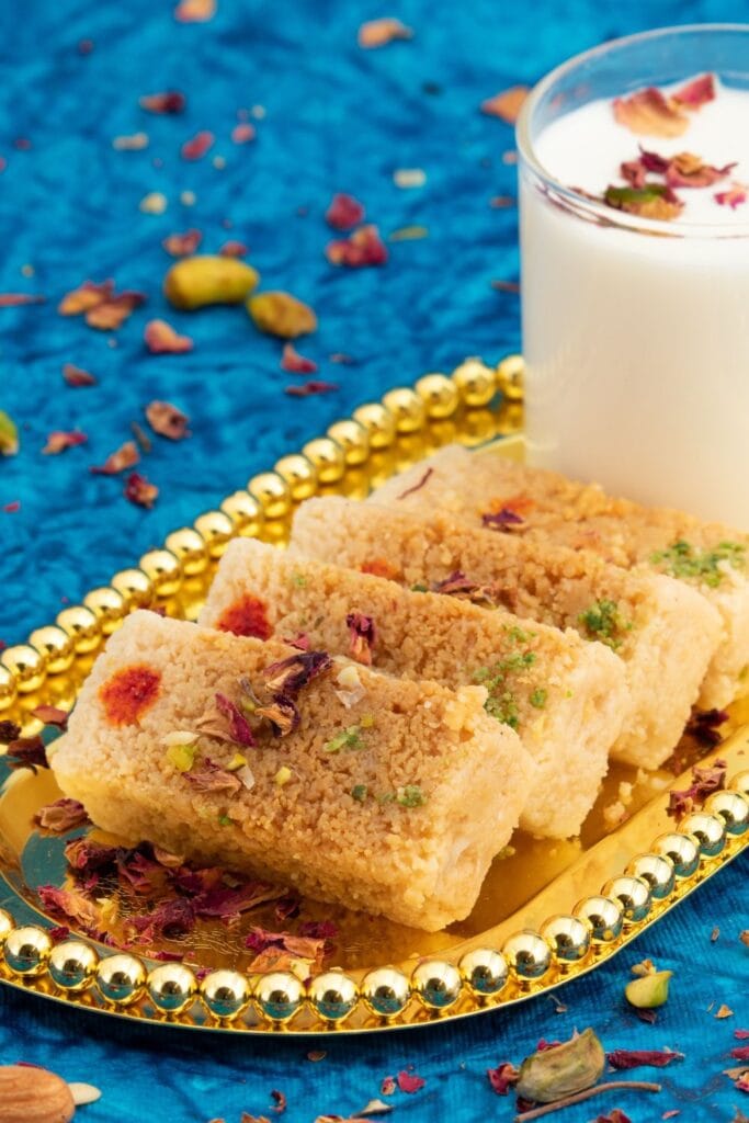 Sweet Indian Milk Cake with with Fresh Milk