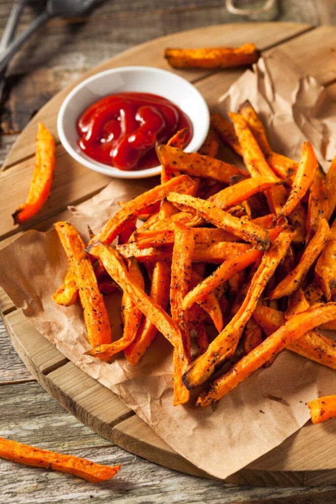What to Serve With Sweet Potato Fries (10 Easy Recipes). Shown in picture: Sweet Potato Fries with Ketchup