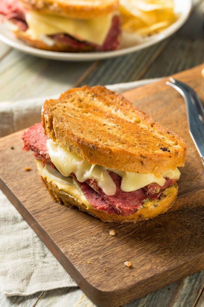 Texas Toast Reuben Sandwich with Cheese and Mustard