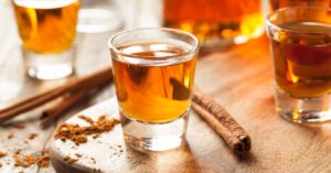 Whiskey Bourbon in a Shot Glass with Cinnamon