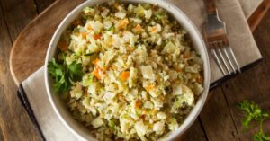 Bowl of Cauliflower Fried Rice with Carrots
