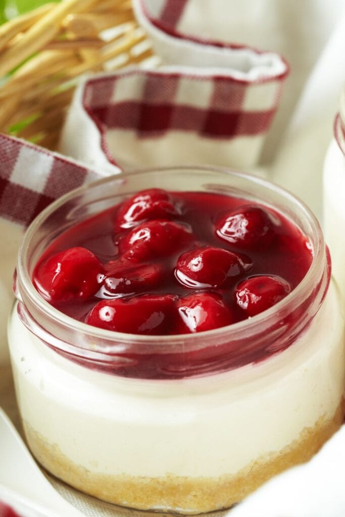 Cherry Cheesecake in a Jar with Cherry Pie Filling