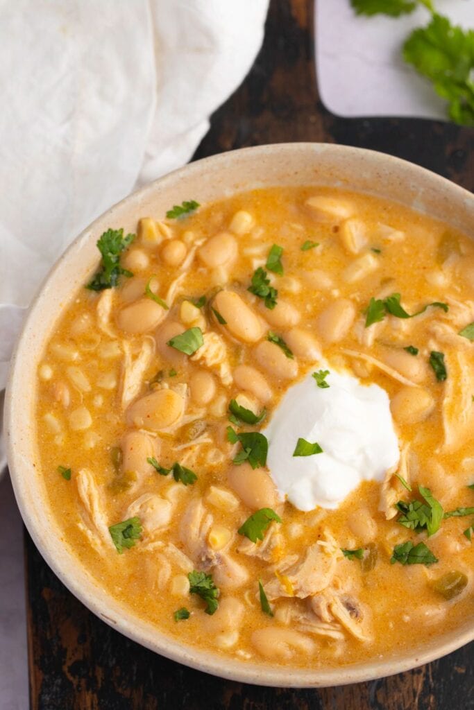 Chicken Chili with Herbs and Sour Cream