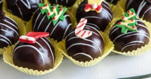 Chocolate Christmas Truffles with Decorated Candies
