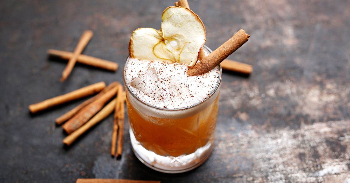 Homemade Fireball Cinnamon Shot with Dried Apple