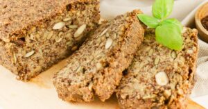 Homemade Healthy Keto Almond Bread with Flax Seeds and Hazelnut