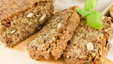 Homemade Healthy Keto Almond Bread with Flax Seeds and Hazelnut