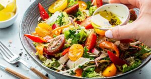 Homemade Healthy Tomato Salad with Vegetables and Sweet Peppers