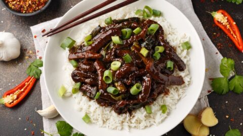 Homemade Mongolian Beef with Rice