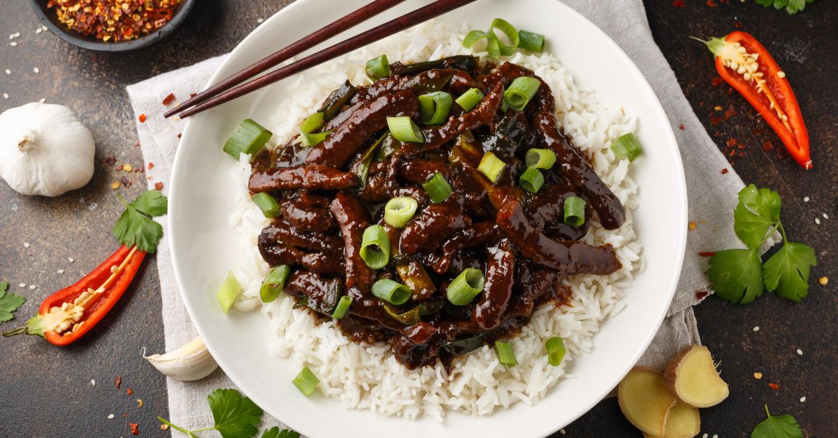 Homemade Mongolian Beef with Rice