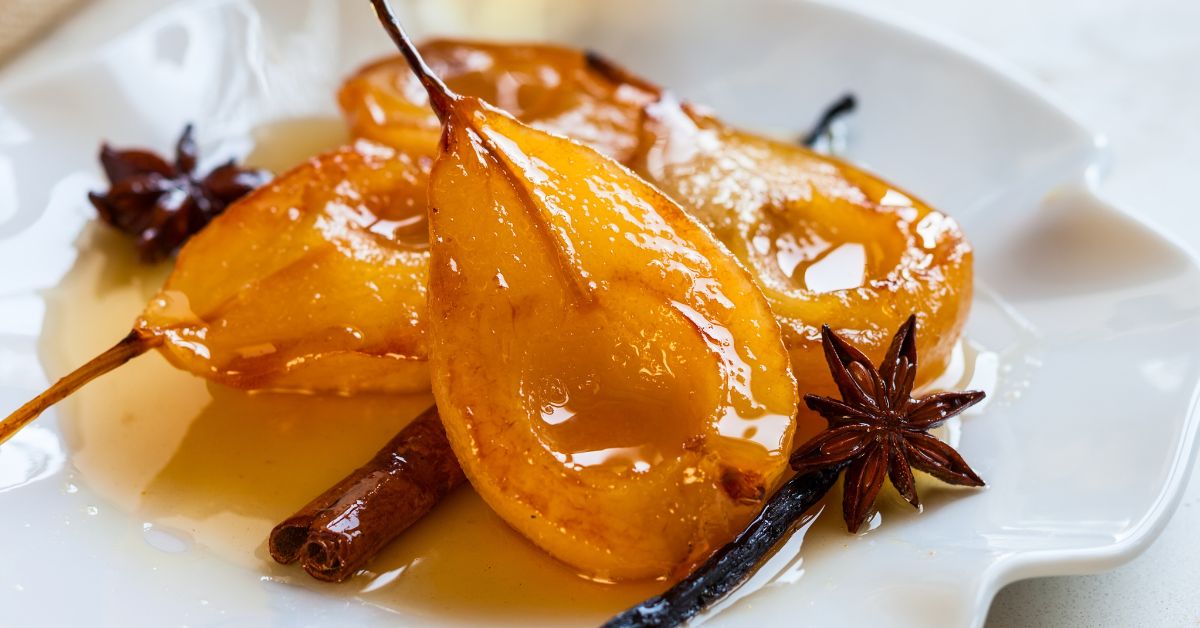 Homemade Poached Asian Pear with Syrup