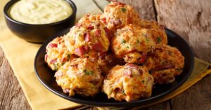 Homemade Sausage Balls with Cheddar Cheese and Dipping Sauce