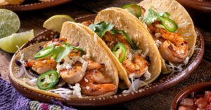 Homemade Spicy Shrimp Tacos with Hatch Chile and Onions
