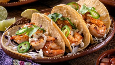 Homemade Spicy Shrimp Tacos with Hatch Chile and Onions