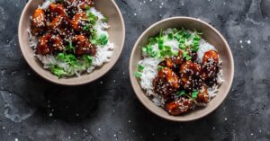 Homemade Teriyaki Chicken Rice Bowl with Sesame Seeds