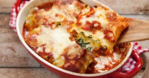 Homemade Tomato Lasagna with Spinach and Ricotta Cheese