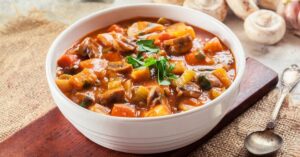 Homemade Vegan Irish Stew with Beef and Vegetables