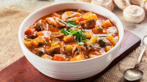Homemade Vegan Irish Stew with Beef and Vegetables