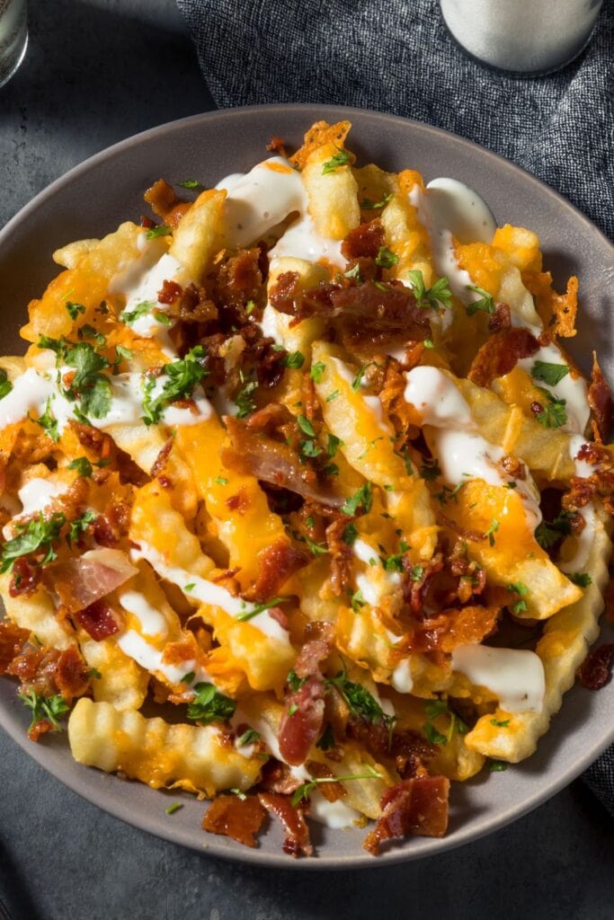 Loaded Fries with Bacon, Cheese and Sauce
