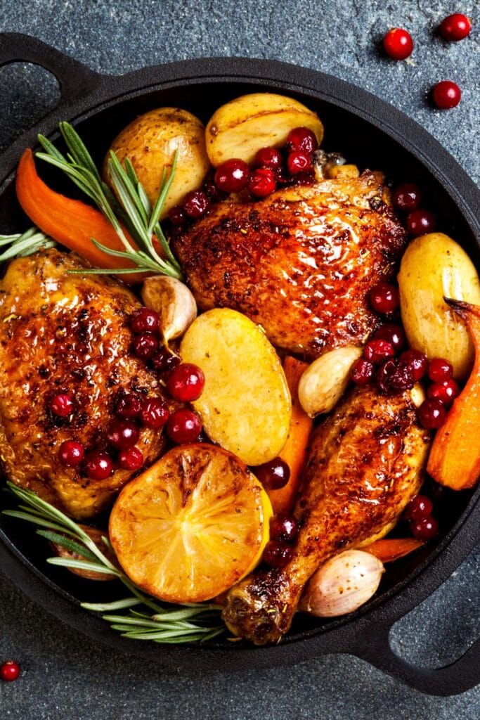 30 Easy Christmas Lunch Ideas for a Festive Feast: Roasted Chicken with Cranberry, Rosemary and Potatoes