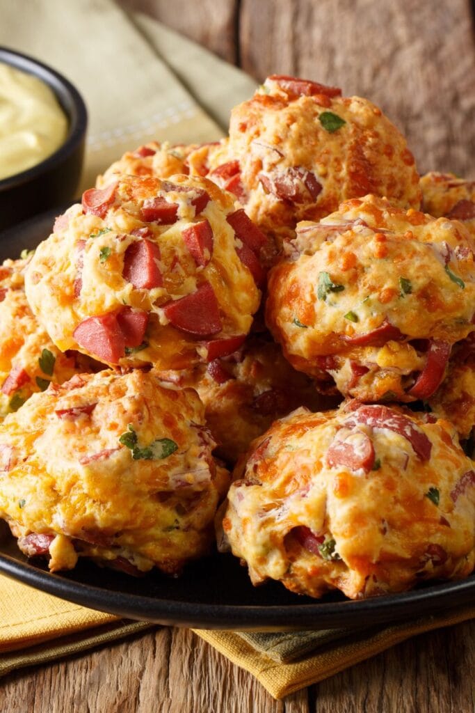 Savory Sausage Balls with Cheddar Cheese and Greens