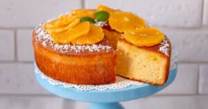 Soft and Fluffy Orange Cake with Fresh Oranges and Shredded Coconut