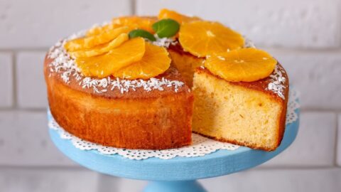 Soft and Fluffy Orange Cake with Fresh Oranges and Shredded Coconut