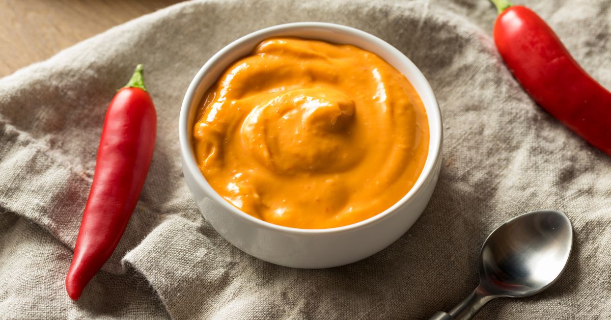 Spicy Mayo Aioli in a Bowl with Red Pepper