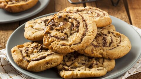Stacked Sweet Homemade Peanut Butter Chocolate Chip Cookies