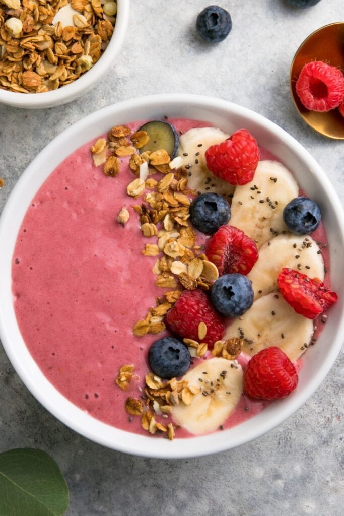 Strawberry Banana Smoothie Bowl with Blueberries