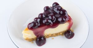 Sweet Homemade Cheesecake with Blueberry Pie Filling
