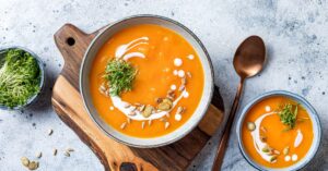 Warm Carrot Soup with Poppy Seeds and Cream