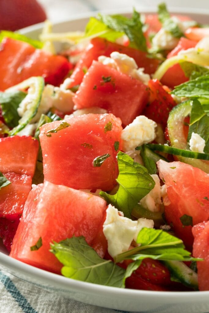 Watermelon Cucumber Salad with Feta Cheese